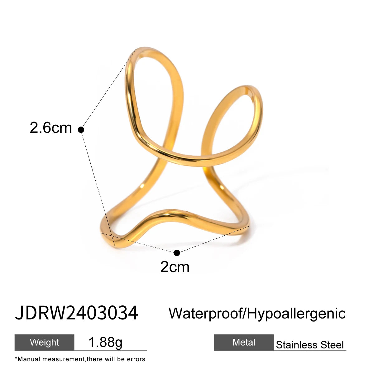 Gold Stainless Steel Hollow Ring