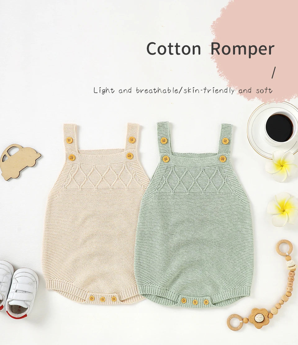 Newborn Baby Boys & Girls Sleeveless Knit Jumpsuit