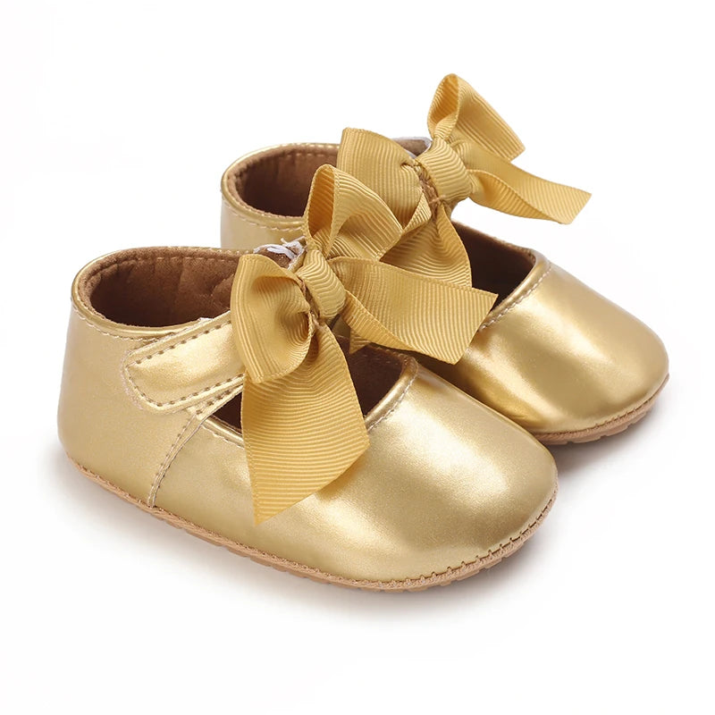 Baby Girl Bow Flats – Soft Sole Non-Slip First-Step Sandals