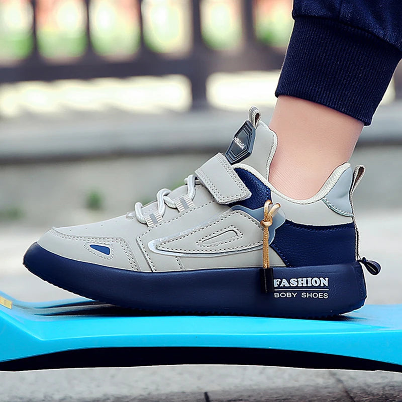 Kids’ Leather Sneakers – Casual, Non-Slip Running Shoes