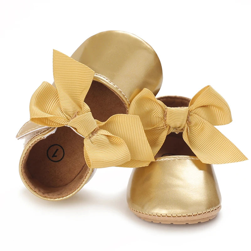 Baby Girl Bow Flats – Soft Sole Non-Slip First-Step Sandals