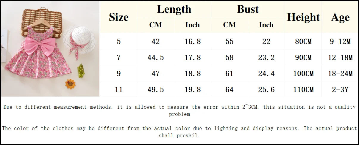 Baby Girl Summer Outfit, Bow Strap Dress & Hat