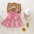 Baby Girl Summer Outfit, Bow Strap Dress & Hat