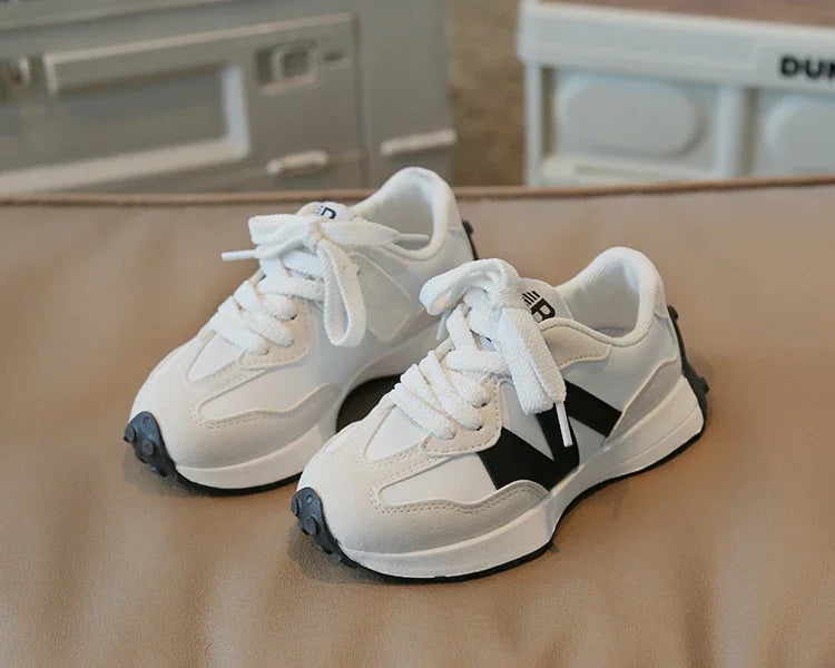 Kids Spring Leather Sneakers – Soft Sole Non-Slip Casual Shoes
