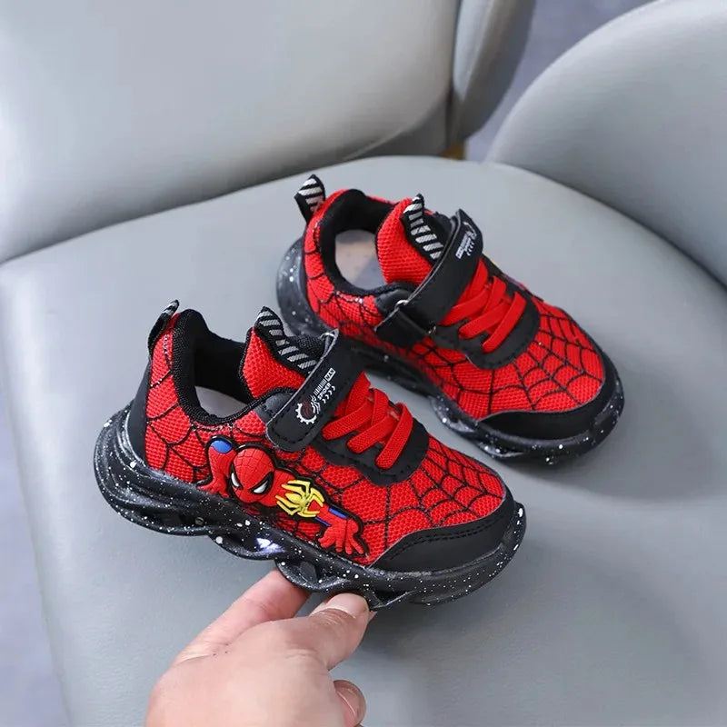 Disney Spiderman LED Sneakers – Boys’ Light-Up Mesh Shoes (Size 21–30)