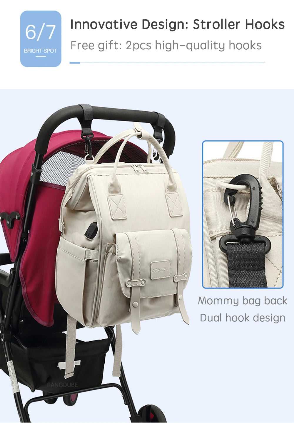 Maternity Diaper Backpack for Travel – Waterproof with Stroller Hooks