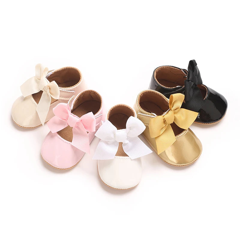 Baby Girl Bow Flats – Soft Sole Non-Slip First-Step Sandals