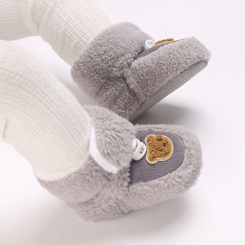Baby Winter Cotton Shoes (0–1Y) – Thick Warm Teddy Bear Walking Shoes