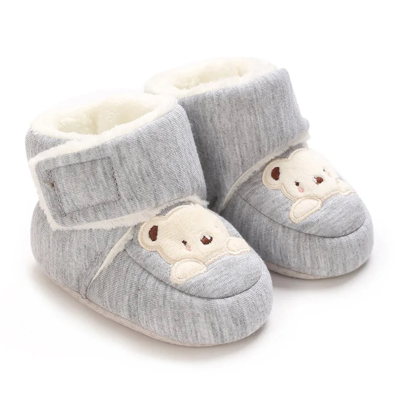 Baby Winter Cotton Shoes (0–1Y) – Thick Warm Teddy Bear Walking Shoes