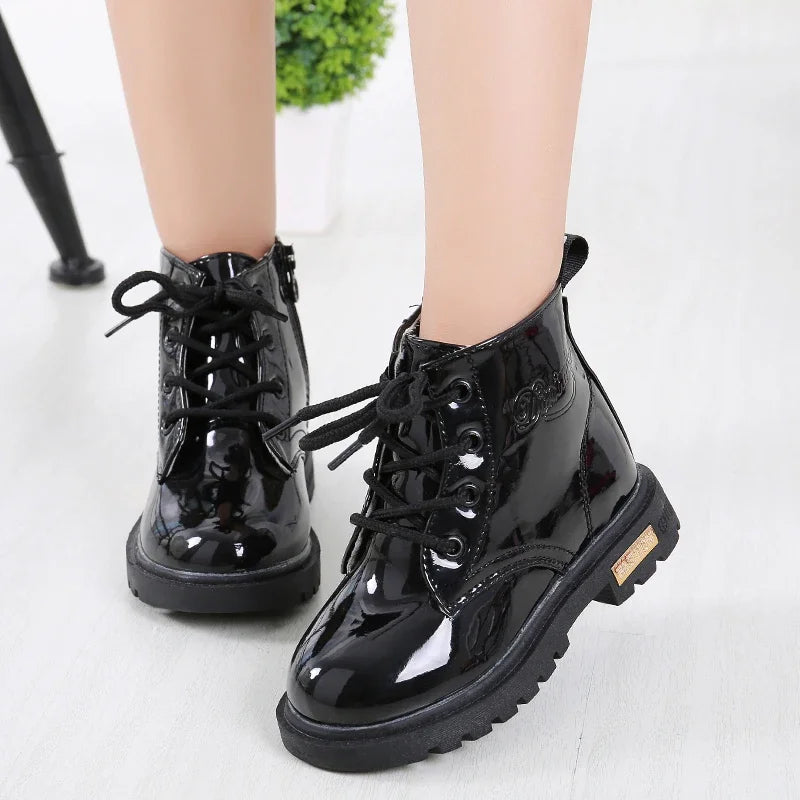 Girls’ PU Leather Winter Boots