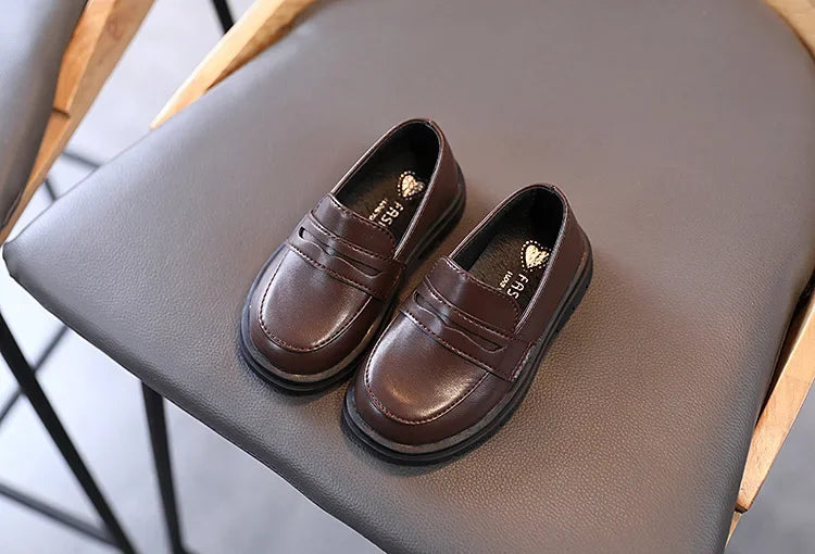 Kids’ Leather Loafers – Slip-On School & Party Shoes (21–36)
