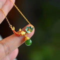 Natural hotan jade necklaces enamel fish