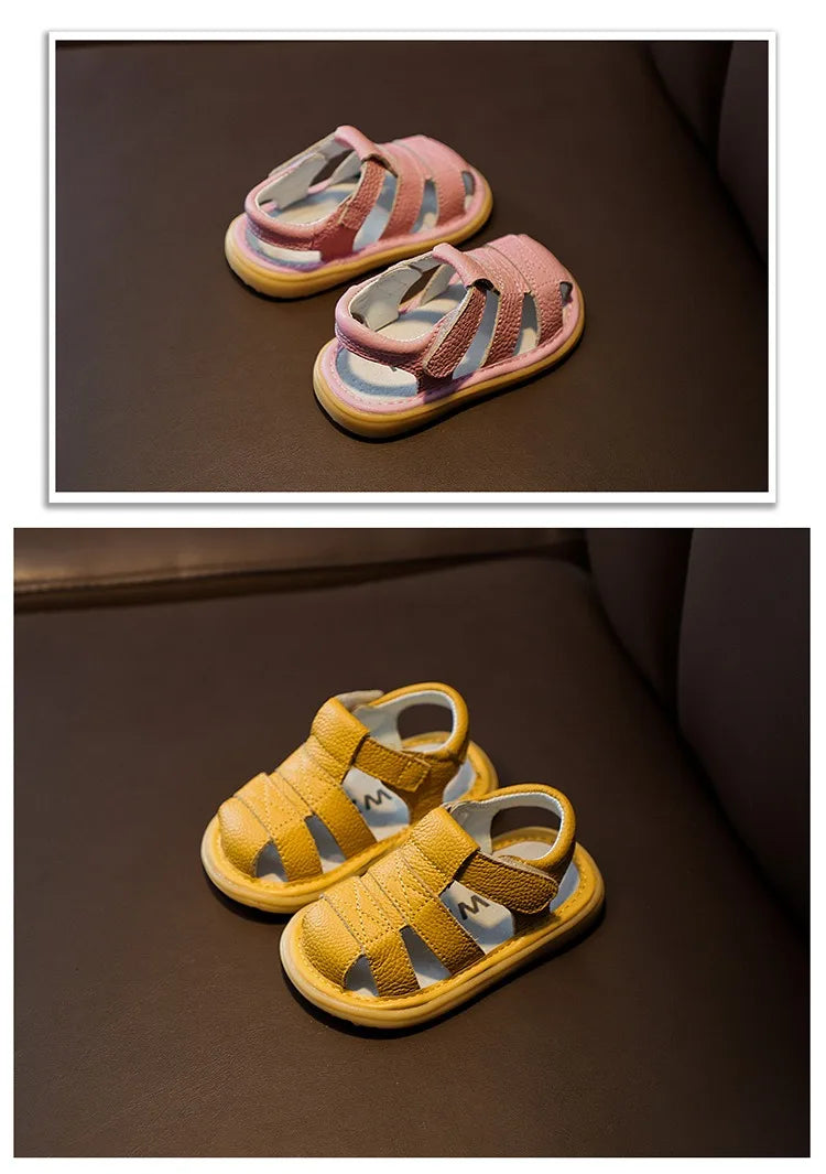 Baby Leather Sandals – Soft Anti-Collision Summer Shoes for Toddlers