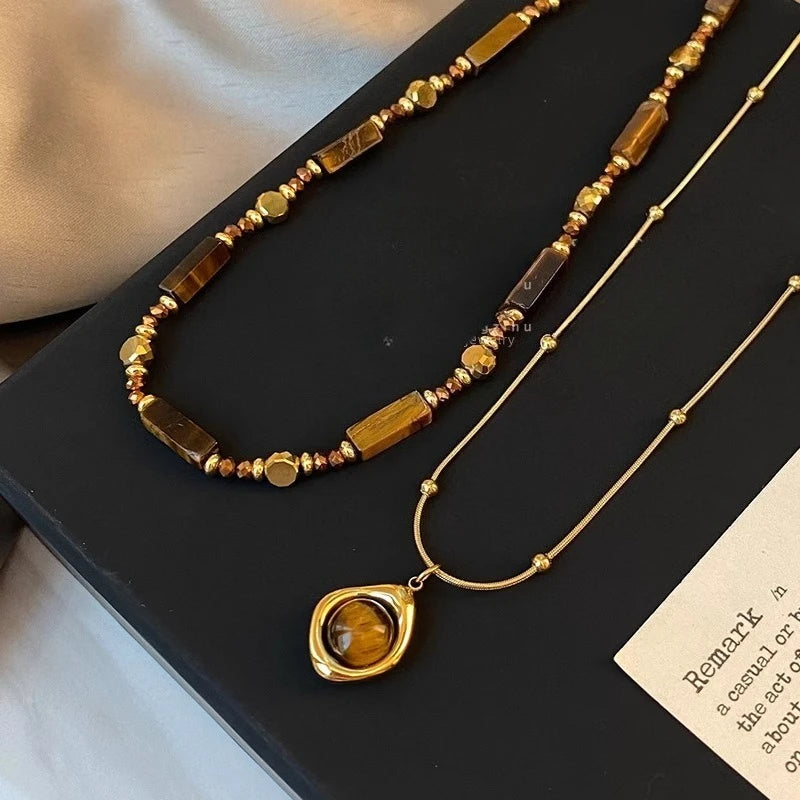 Retro Temperament Layered Tiger Eye Stone