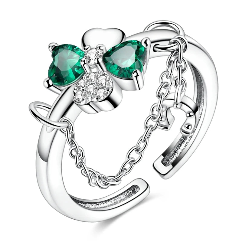 Clover Adjustable Ring 925 Sterling Silver Original Hummingbird Glow Firefly Free Size Open Rings For Women Wedding Jewelry Gift