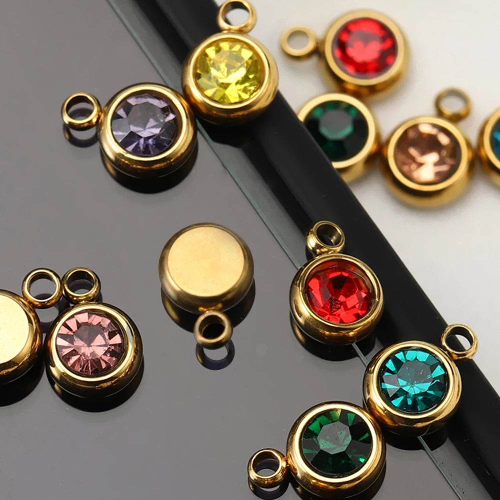 20pcs/lot Stainless Steel Rhinestone Charms