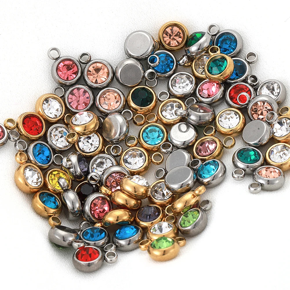 20pcs/lot Stainless Steel Rhinestone Charms