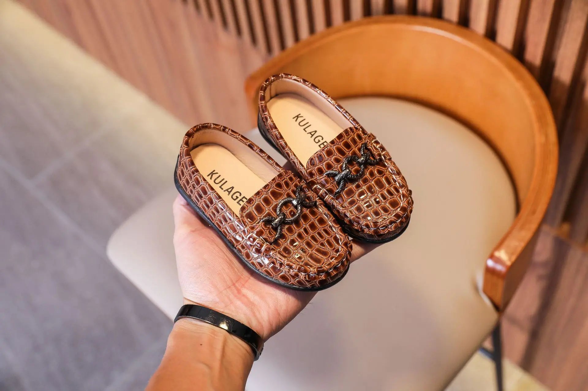 Kids’ Leather Loafers – Casual Slip-On Moccasins (21–30)