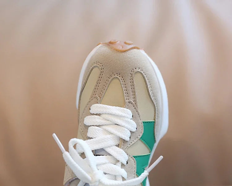 Kids Spring Leather Sneakers – Soft Sole Non-Slip Casual Shoes