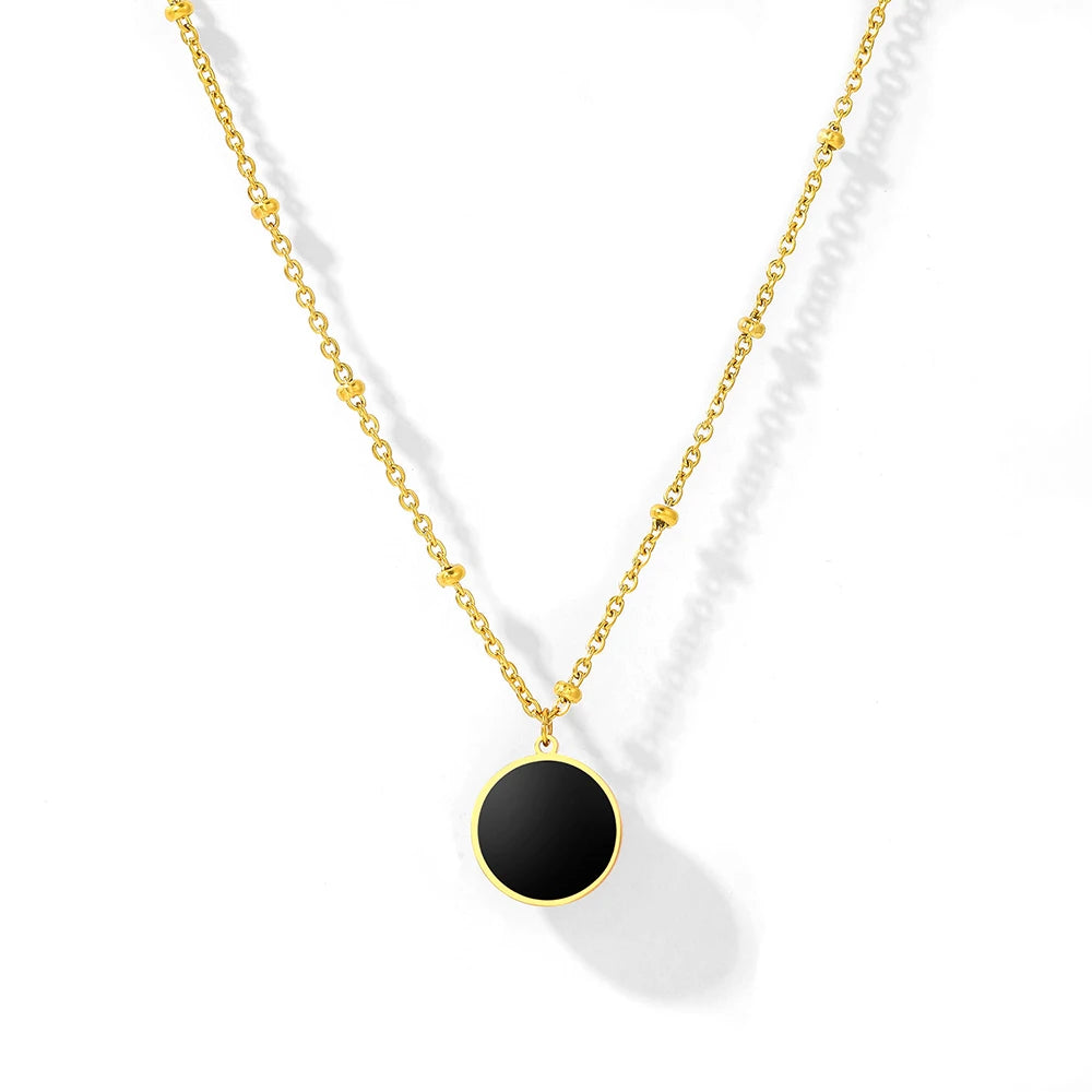 Stainless Steel Necklaces Disc Circle Pendants