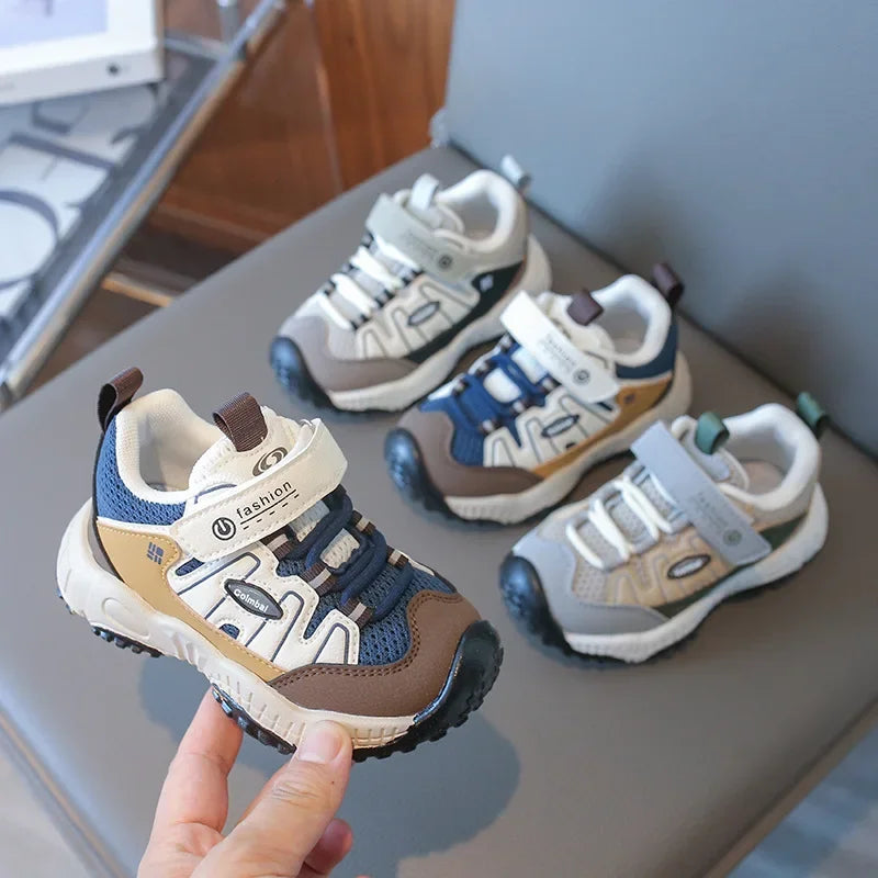 Boys’ Patchwork Sneakers – Casual Outdoor Sports Shoes