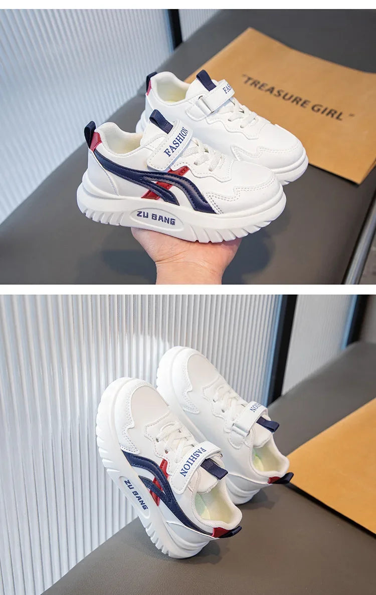 Kids Sports Shoes – Lightweight Breathable Leather Sneakers