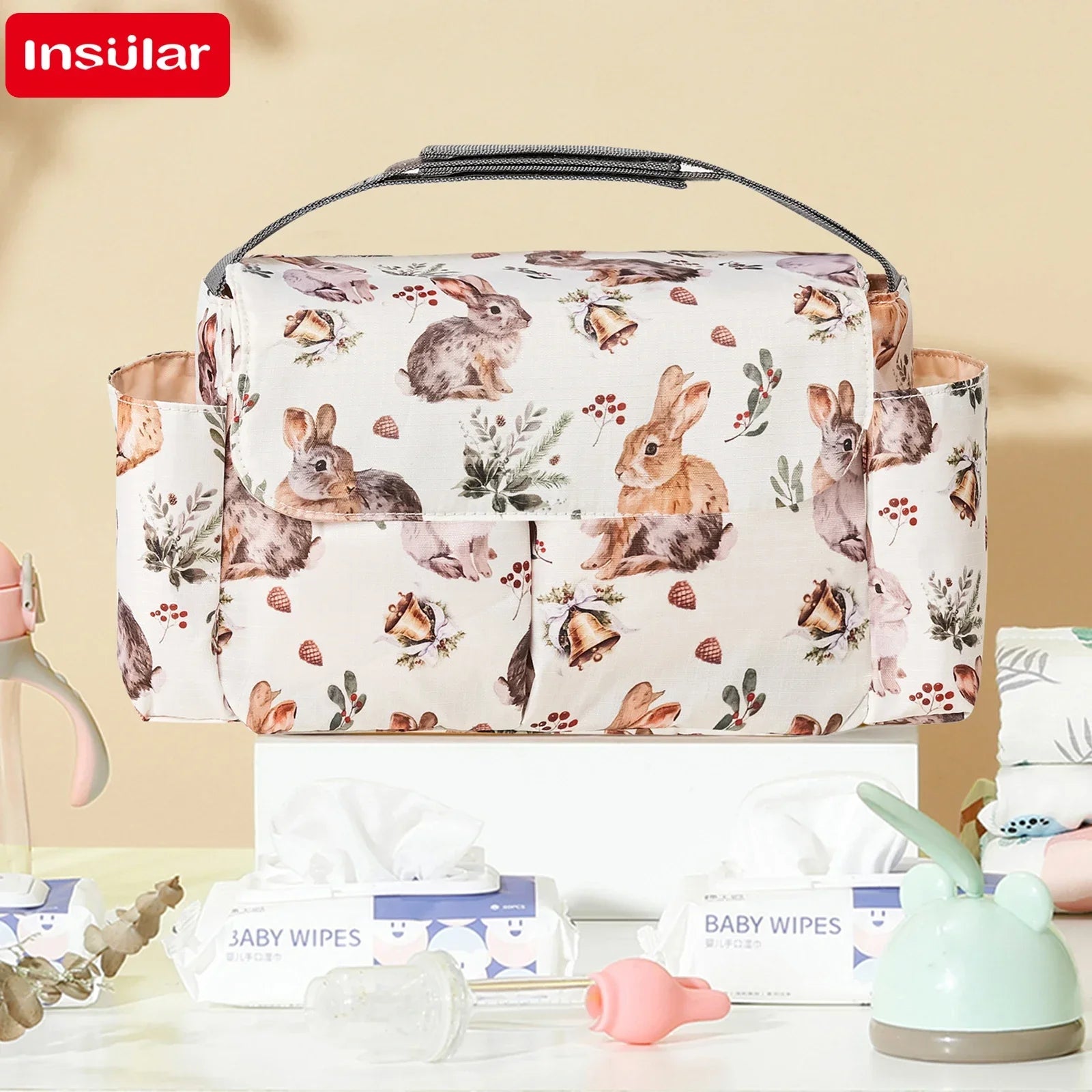 Diaper Bag for Baby – Waterproof Cartoon Stroller Organizer with Hooks for Buggy/Pram