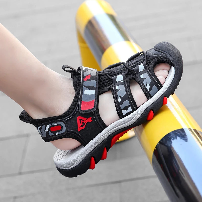 Kids’ Summer Water Sandals – Non-Slip Leather Shoes