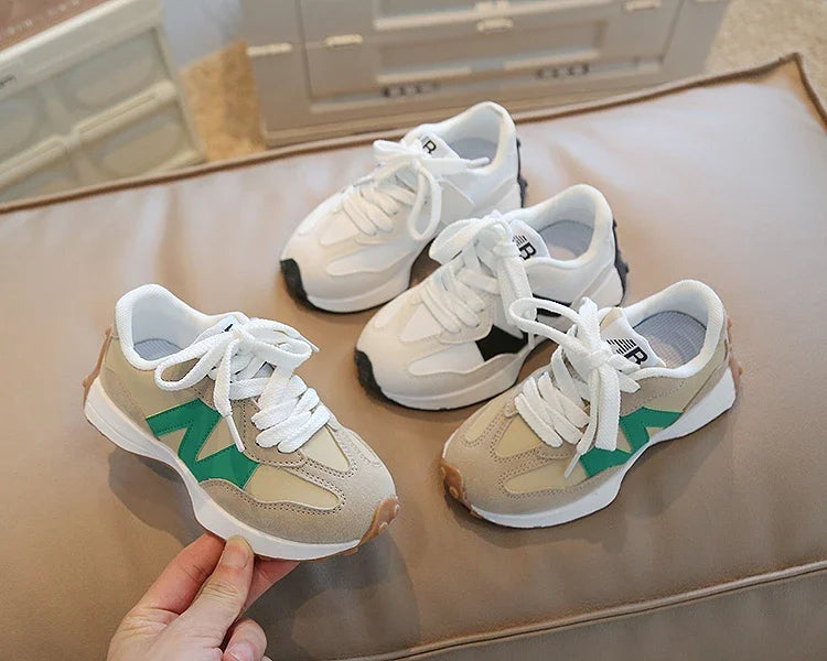 Kids Spring Leather Sneakers – Soft Sole Non-Slip Casual Shoes