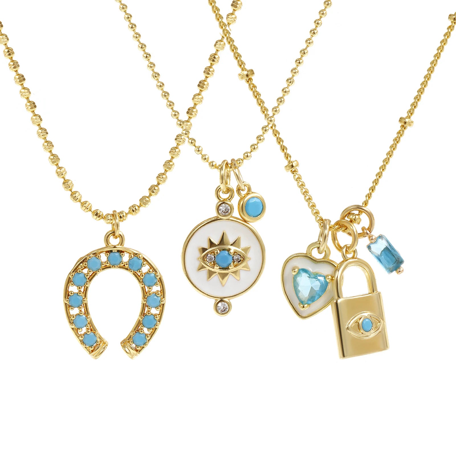 1PC Fashion Blue Series Brass