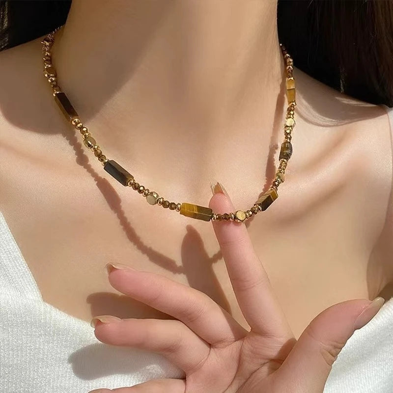 Retro Temperament Layered Tiger Eye Stone