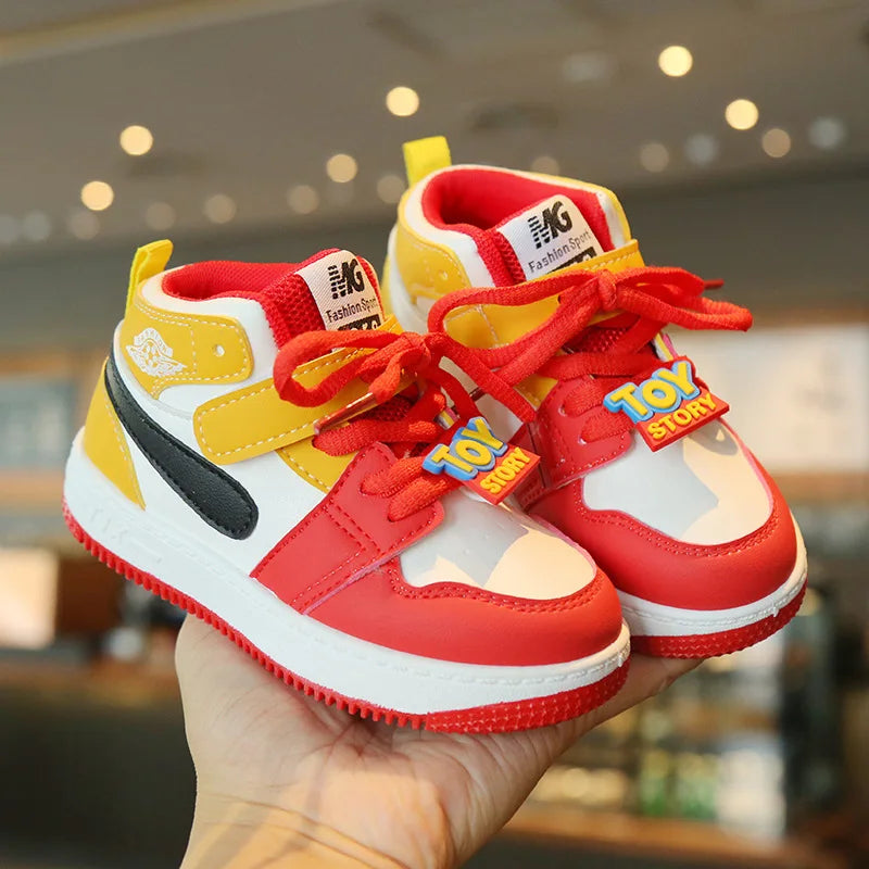 Kids’ High-Top Sneakers – Soft-Soled, Non-Slip Sports Shoes