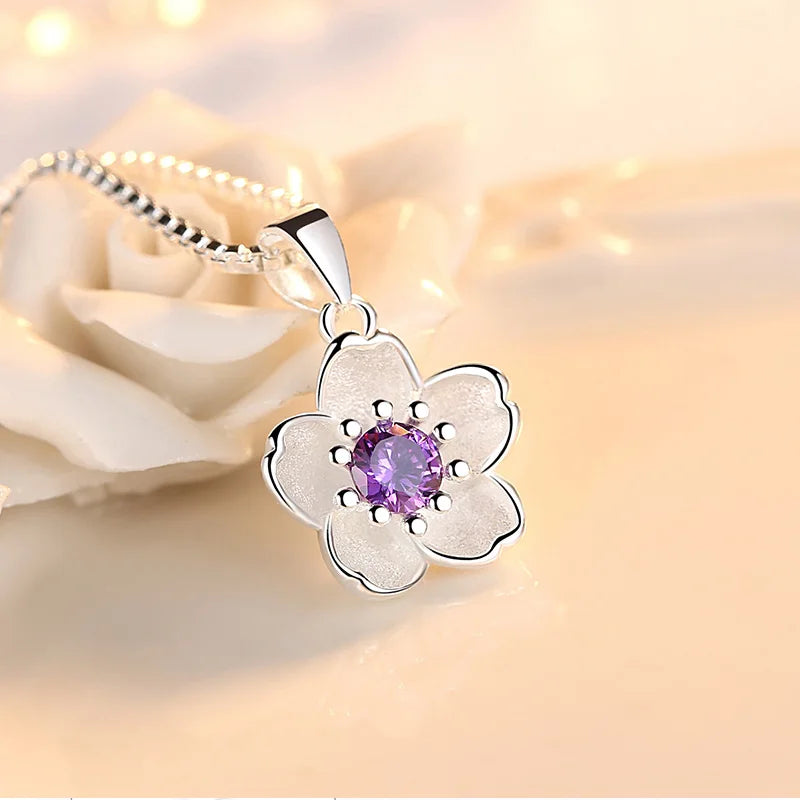 Sterling Silver Pink Purple Necklace