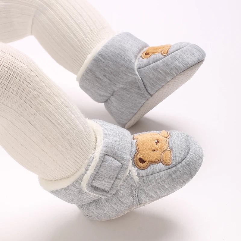 Baby Winter Cotton Shoes (0–1Y) – Thick Warm Teddy Bear Walking Shoes