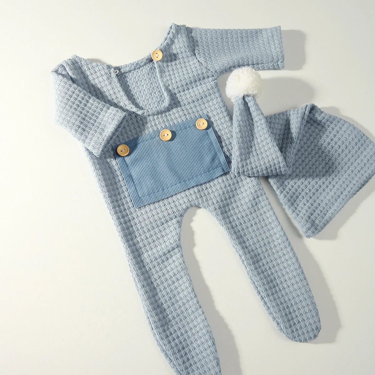Infant Footed Romper Set, Photo Shoot Outfit with Hat