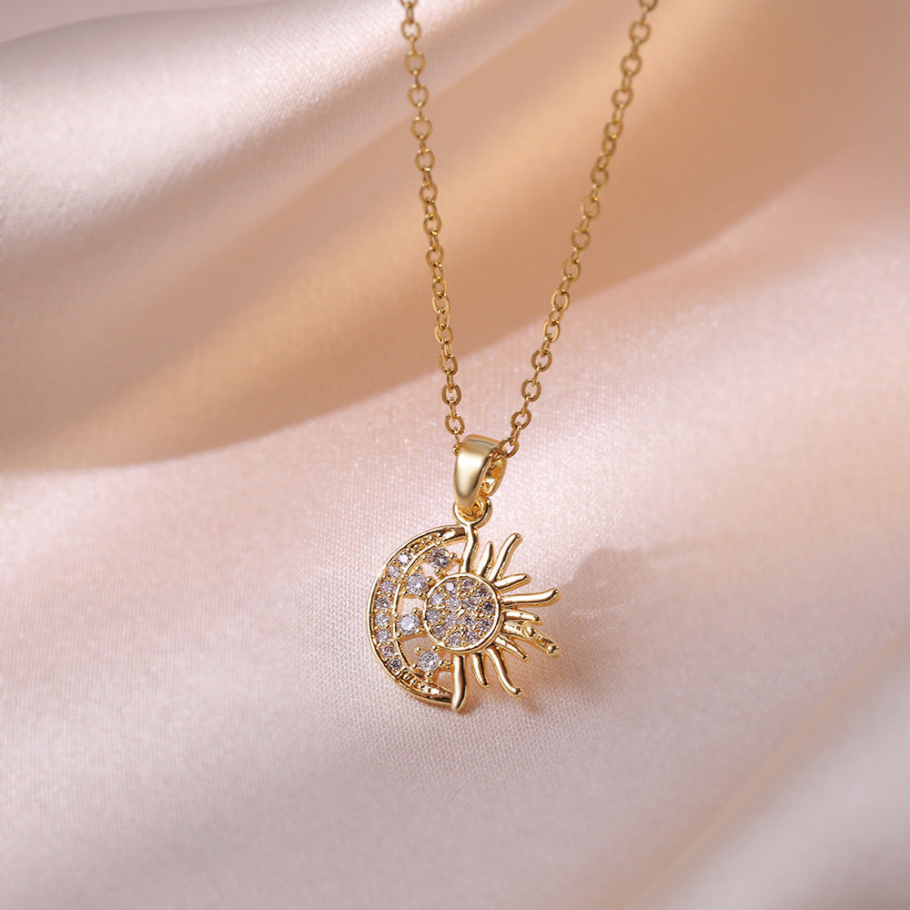 Stainless Steel Sun Moon Necklace