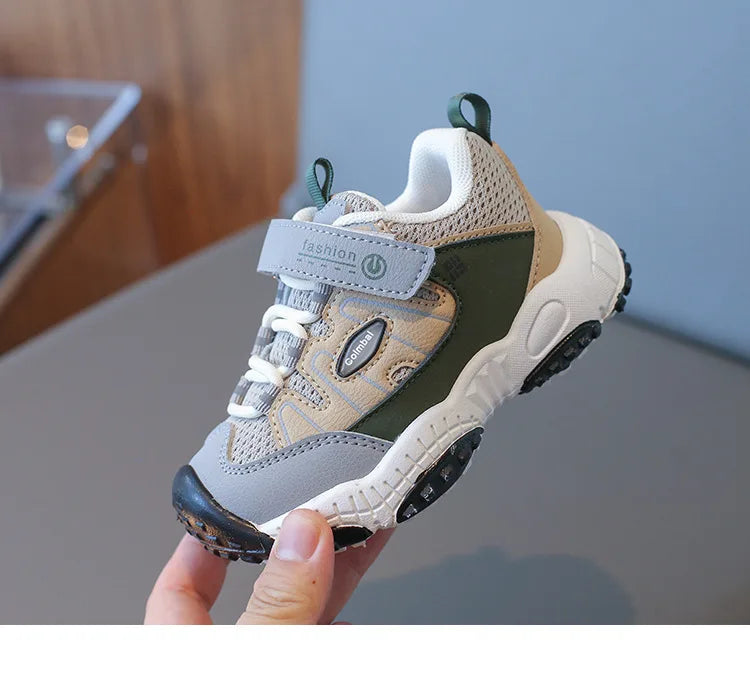 Boys’ Patchwork Sneakers – Casual Outdoor Sports Shoes