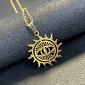 Sunburst Evil Eye Pendant Necklace For