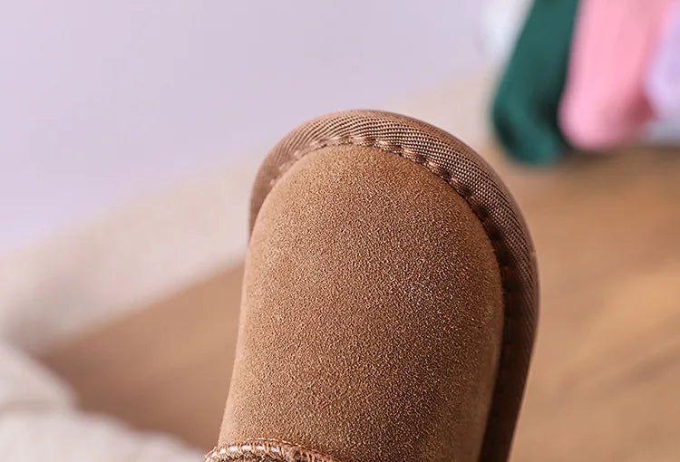 Baby Winter Snow Boots – Leather Plush Non-Slip Toddler Shoes