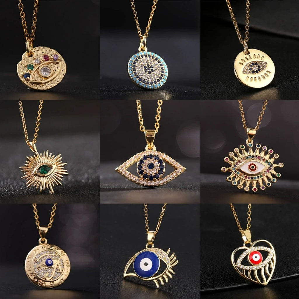 Zircon Blue Evil Eye Necklace For