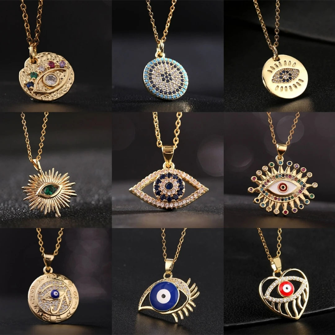 Zircon Blue Evil Eye Necklace For
