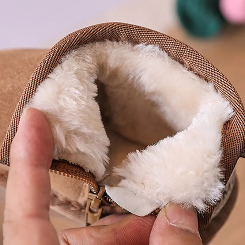 Baby Winter Snow Boots – Leather Plush Non-Slip Toddler Shoes