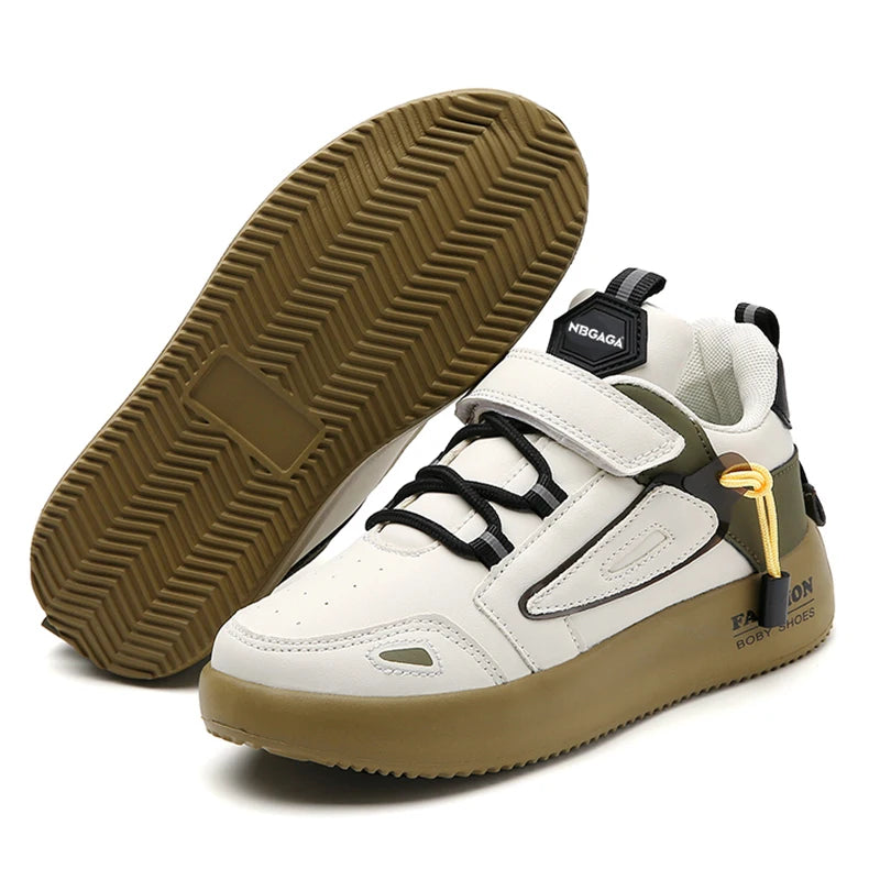 Kids’ Leather Sneakers – Casual, Non-Slip Running Shoes