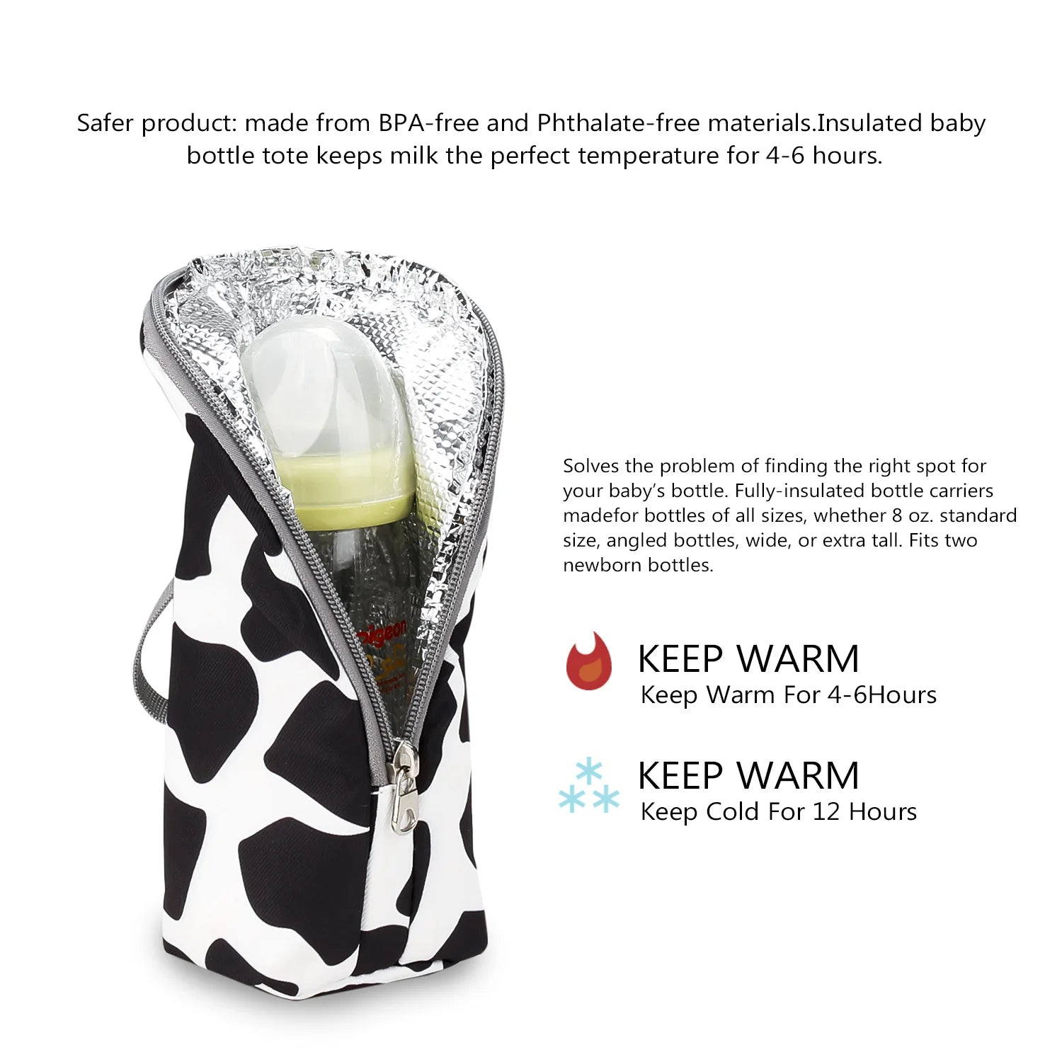 Portable Baby Feeding Bottle Bag – Aluminum Insulation, Stroller Hanging
