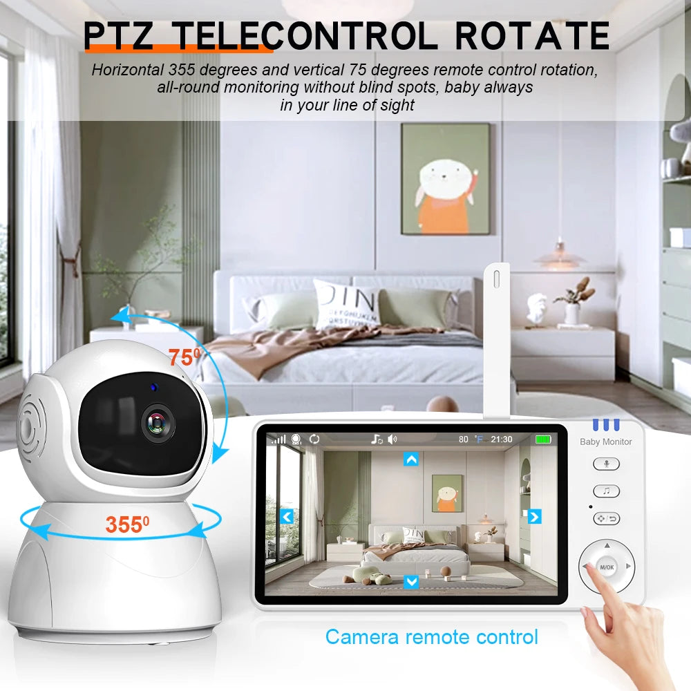 5" 720P HD Baby Monitor – Pan/Tilt, Night Vision & 2-Way Audio