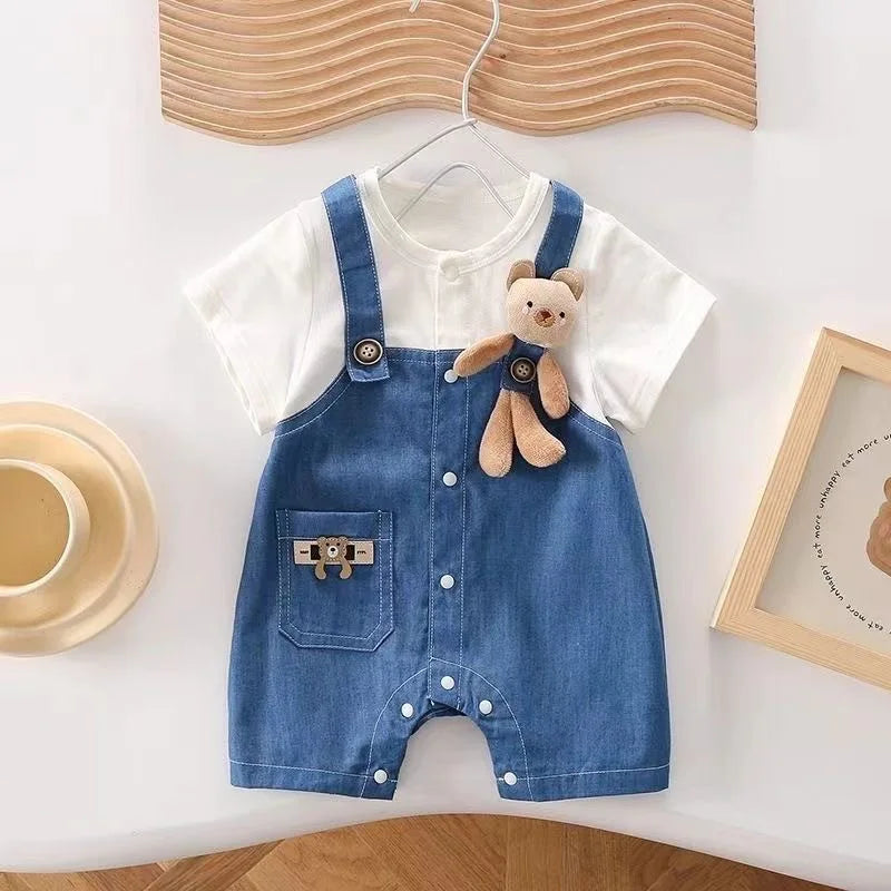 Baby Denim Bear Romper (0-24M)