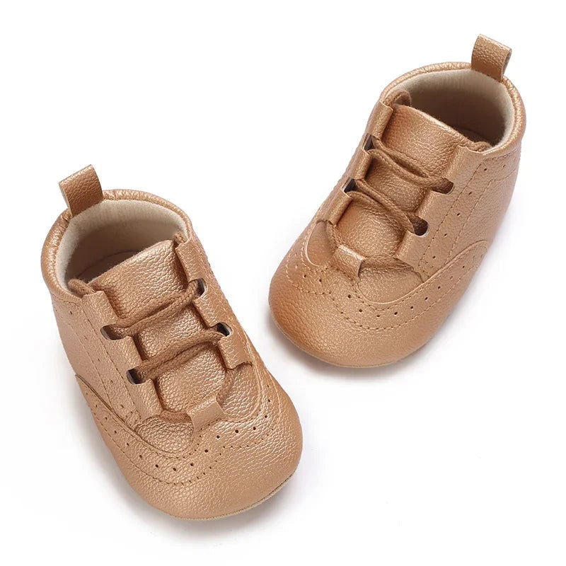 Baby Boys’ Moccasins – White Soft-Sole Non-Slip First-Step Shoes