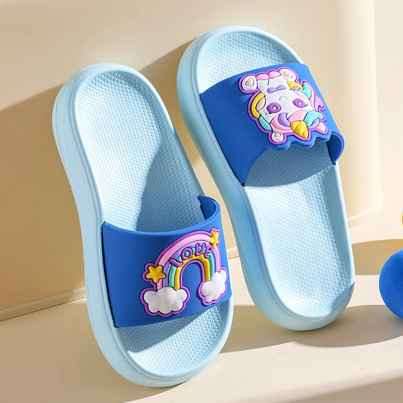 Kids Unicorn Rainbow Slippers – Non-Slip Indoor & Beach Shoes