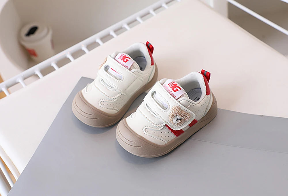 Kids PU Leather Sneakers – Soft-Soled First-Step Toddler Shoes