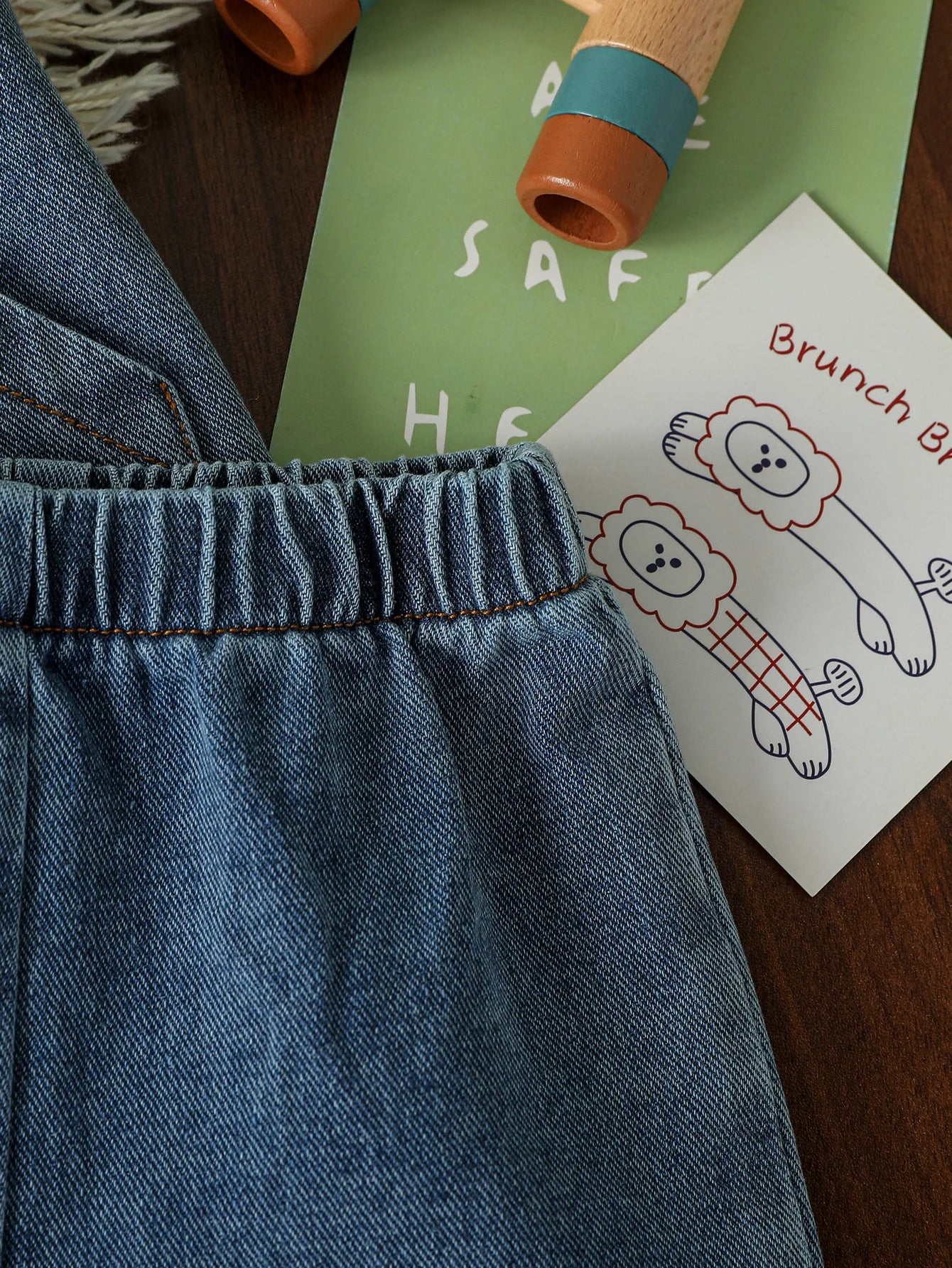 Baby Solid Denim Short Sleeve Set r